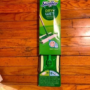 Swiffer sweeping kit for dry and wet